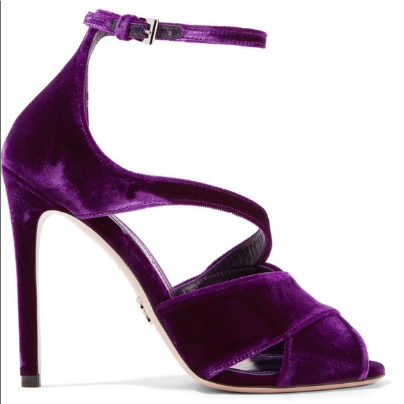 PRADA Purple velvet criss cross ankle strap sandal - Picture 3 of 8